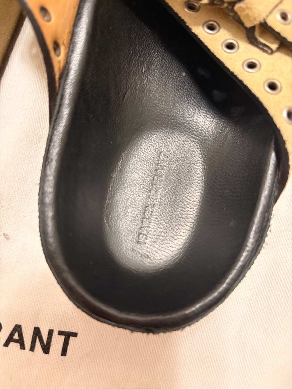 Isabel Marant Beige Eyelet Double-Buckle Slide Sandals 37 fit - Picture 4 of 5